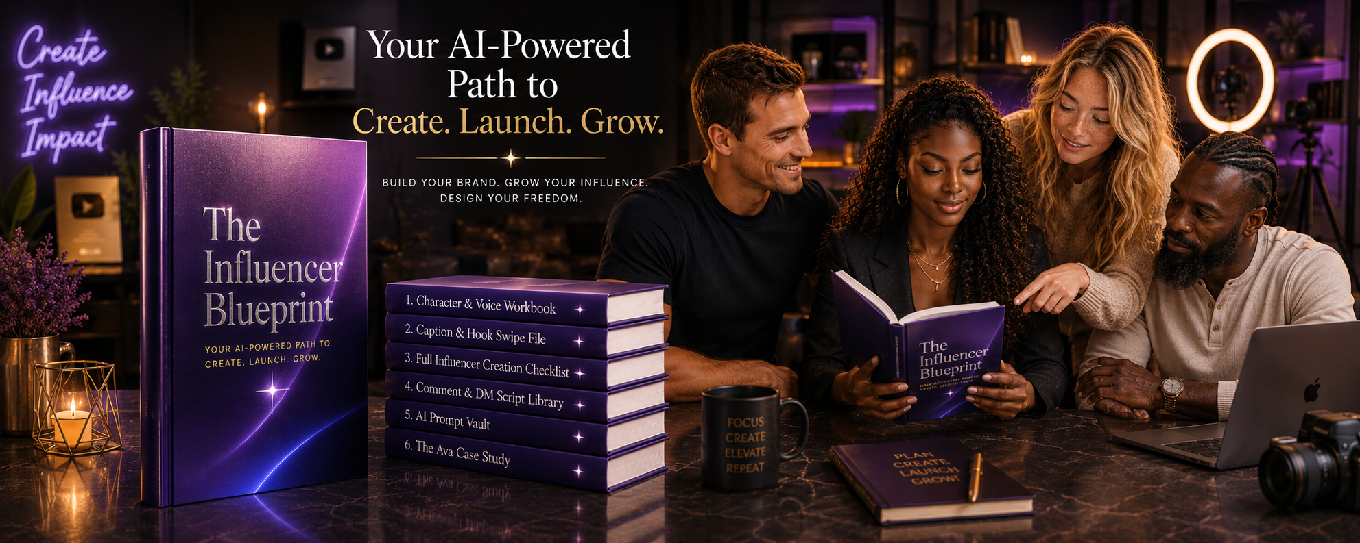 The Influencer Blueprint — Your AI-Powered Path to Create. Launch. Grow.